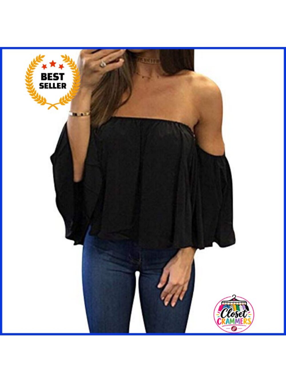Chiffon Off Shoulder Ruffle Blouse Pleated Waist Casual Top